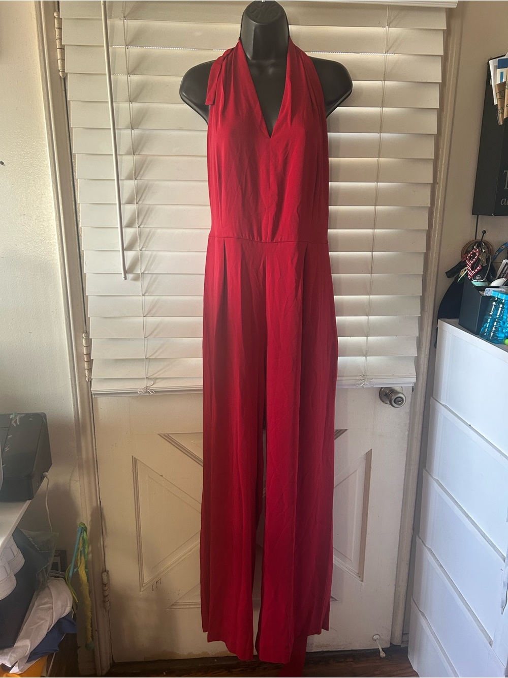 Worthington Red Halter Wide-Leg Jumpsuit